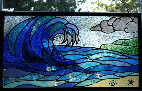 Ocean Wave Painted Glass Wave Painting Ocean Waves Painting Stained