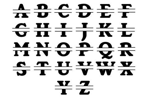 split monogram alphabet svg split monogram letters svg cut files