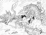 Godzilla Ghidorah Monsters Boyama Mothra Ausmalbilder Drawingskill Adora Oyunu Mecha sketch template