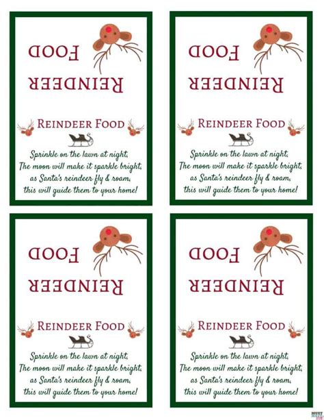 printable reindeer food poem printable word searches