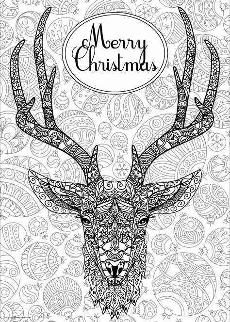 printable christmas coloring pages  adults  reindeear