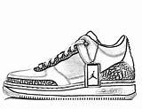 Jordan Coloring Shoes Clipart Popular sketch template