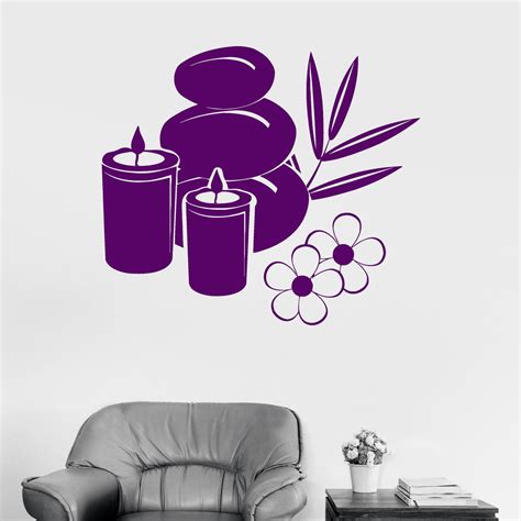 vinyl wall decal spa candle basalt stones beauty salon relax stickers