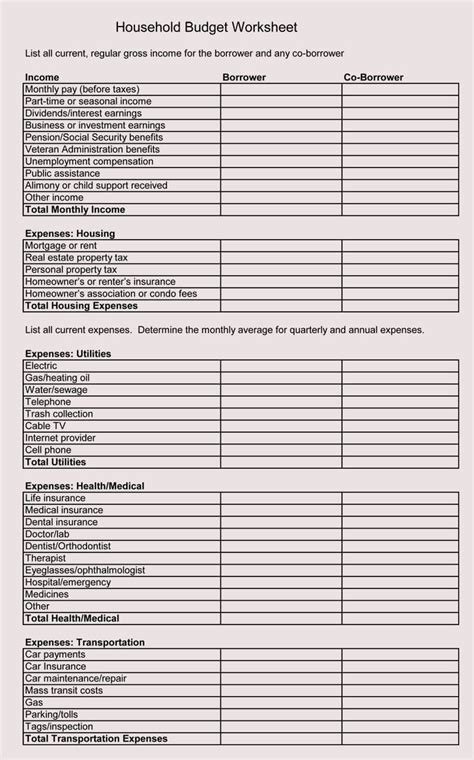 family budget templates excel worksheets
