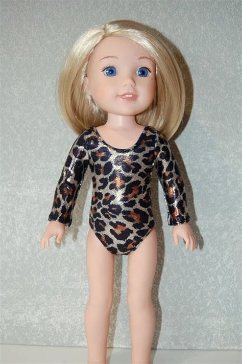 gymnastics leotard doll clothes leopard sparkle handmade