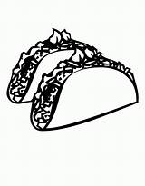 Taco Tacos Coloring Clip Pages Silhouette Food Printable Drawing Clipart Junk Mexican Color Fast Party Tuesday Colouring Drawings Popular Print sketch template