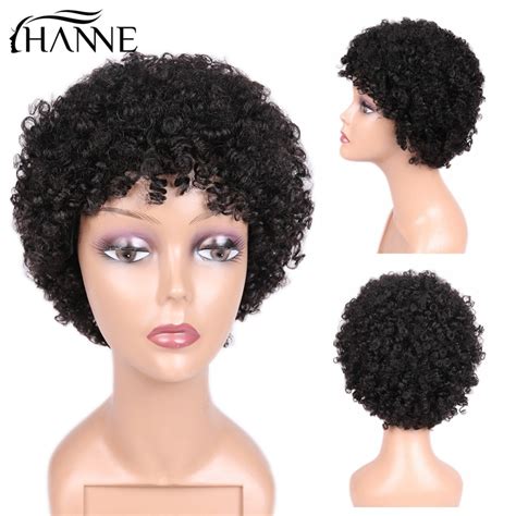 hanne hair afro kinky curly wig short afro wigs malaysian human hair  human hair wig