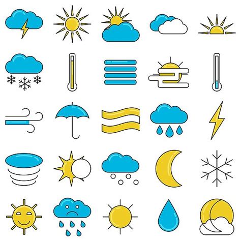 weather symbols icons set poster  krukowski redbubble