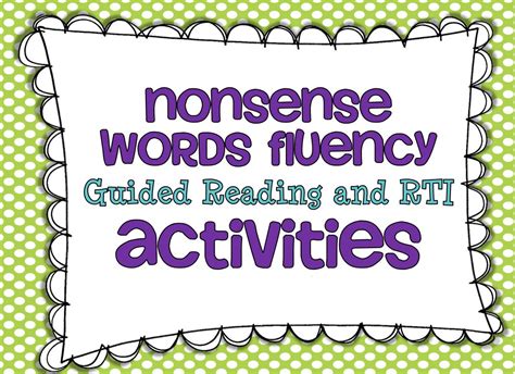 rti guided reading nonsense words activities   freebie