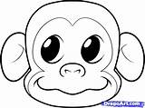 Monkey Drawing Coloring Cartoon Gorilla Cute Face Easy Template Draw Pages Simple Faces Kids Drawings Step Felt Templates Printable Dubai sketch template