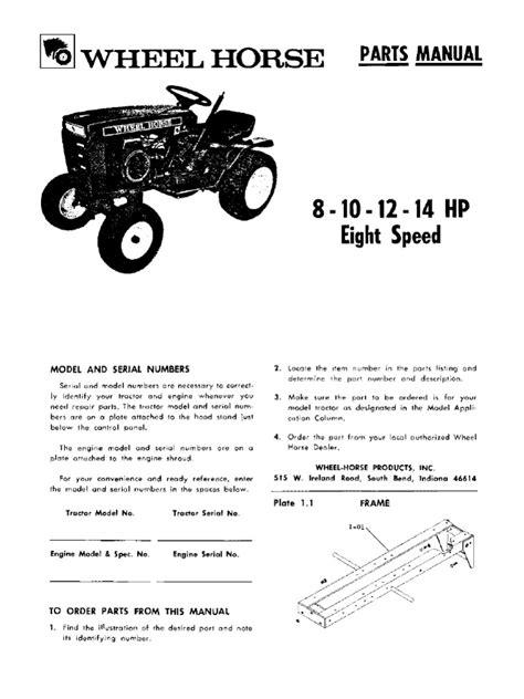 wheelhorse   speed parts manual