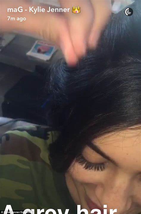 kylie jenner s horrified to find grey hair on snapchat and blaims mom kris daily mail online