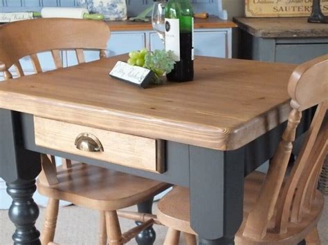 pine rustic country farmhouse style kitchen table  drawer