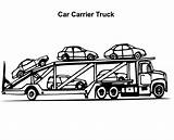 Coloring Truck Car Carrier Semi Hauler Clipart Drawing Pages Colouring Tow Cliparts Netart sketch template
