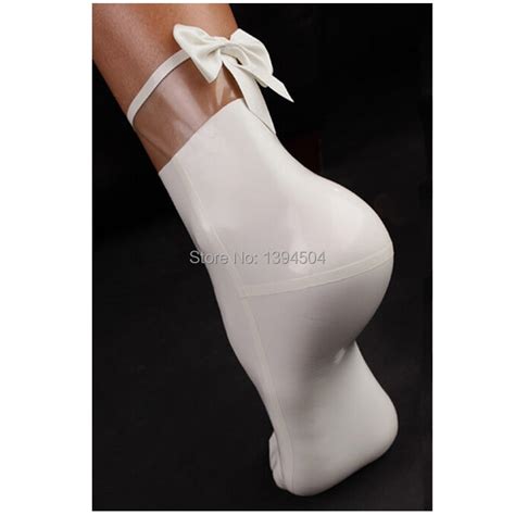 New Hot Rushed Hot Sexy Lingerie Women White Spliced Latex Socks With