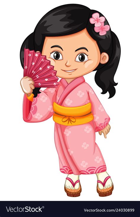 asian girl wearing traditional japanese dress vector image