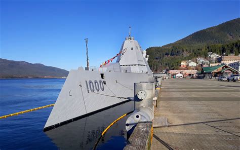 cartoon model ddg zumwalt  navy   deadly stealth destroyer launched national news