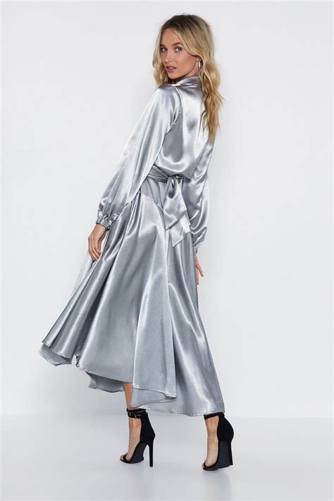 Silver Satin Dress Metallic Dress Satin Dresses Gowns Dresses