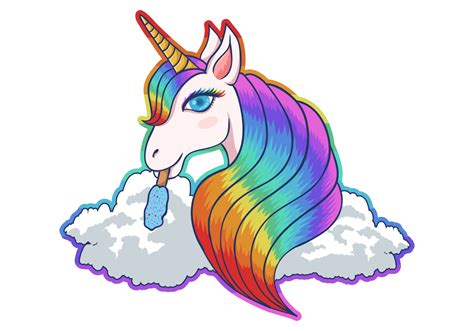 colorful unicorn cloud illustration  vector art  vecteezy