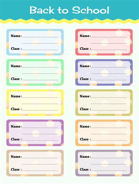 notebook labels vector template design school book labels template   class set stickers
