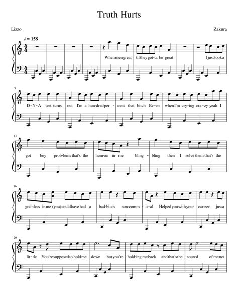 Lizzo Truth Hurts Sheet Music For Piano Download Free