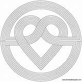 Pages Coloring Heart Mandala Pattern Printable sketch template