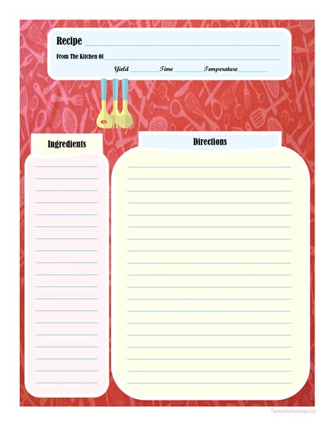 printable recipe card template web  blank recipe cards