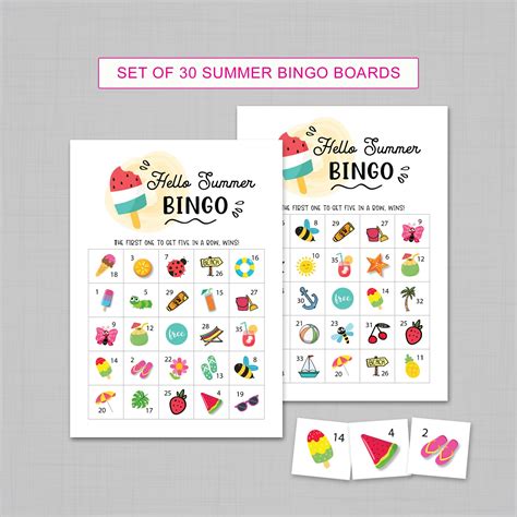 summer bingo game   printables  printable summer bingo