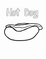 Hot Dog Coloring Food Junk sketch template