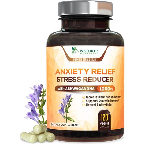 natures nutrition anxiety relief pills herbal stress reducer  mg  capsules walmart