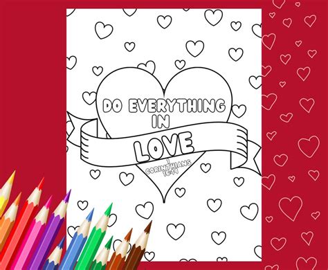 love bible verse coloring pages printable digital  etsy
