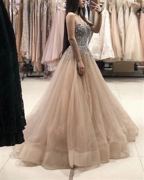 luxury sequins beaded sweetheart tulle prom long dresses alinanova prom dresses ball gown