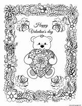 Coloring Bear Teddy Heart Valentines Illustration Pages Frame Flowers Printable Vector Anti Book Manually Work Made Drawing Chanterelles Exercises Meditative sketch template