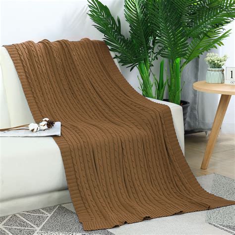 piccocasa soft  cotton cable knit throw blanket  couch bed sofa coffee