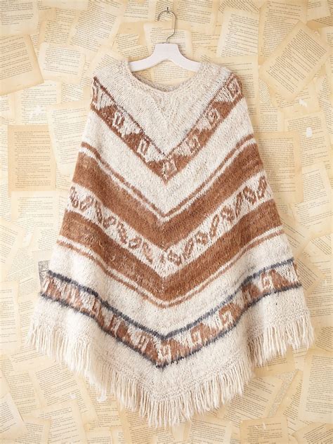 free people vintage bolivian knit poncho in brown lyst