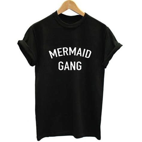 summer letters print mermaid gang letters print cotton casual funny t
