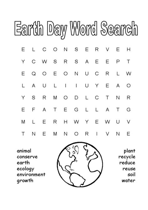 earth day puzzles printable printable word searches