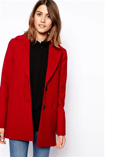 lyst asos ultimate slim coat  red