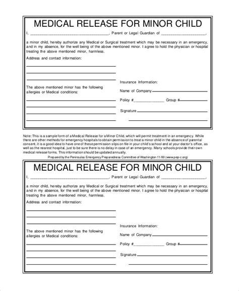 medical release forms  sample  format