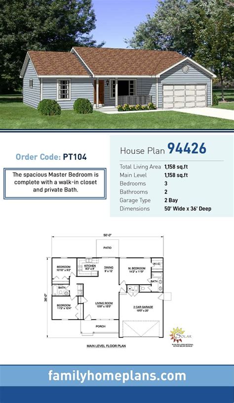 plan  ranch style   bed  bath  car garage ranch house plans ranch style house