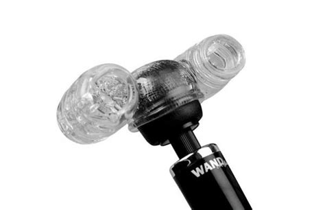 Twin Turbo Strokers 2 In 1 Wand Attachment Clear For Men