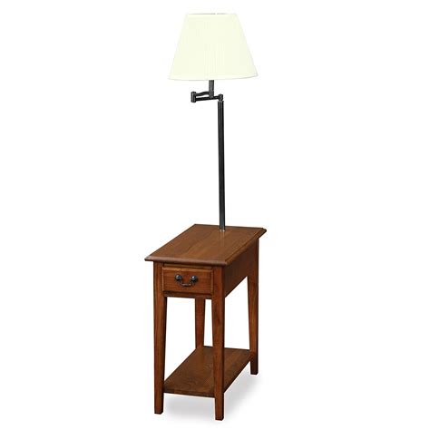 leick furniture chairside lamp table medium oak amazoncouk kitchen home