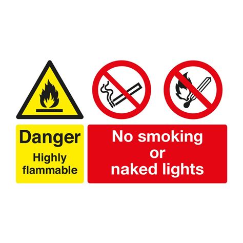 safety sign danger flammable no smoking or naked lights