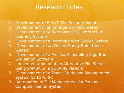 research titles