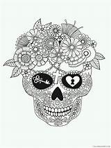 Calaveras Coloring4free Zentangle Muertos Catrina Catrinas Mandalaweb Skulls Calavera Mexicain Dificiles Greatbigcanvas sketch template