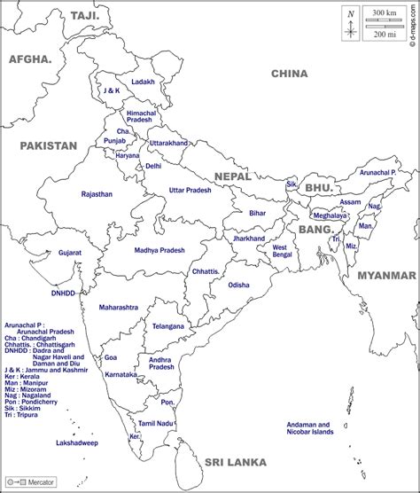 india  map  blank map  outline map  base map boundaries states names white