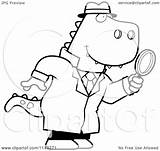 Rex Cartoon Detective Using Magnifying Glass Clipart Cory Thoman Outlined Coloring Vector Drawing Getdrawings sketch template