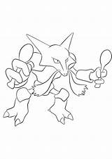 Pokemon Alakazam Coloring Pages Kids Mega Generation Psychic Sheet Template sketch template