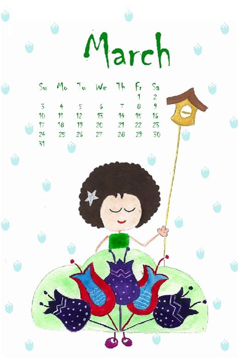 meeha meeha  printable march calendar