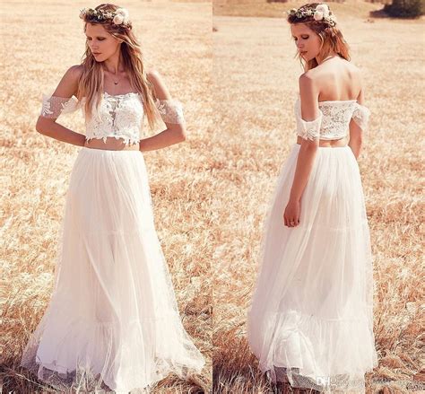 discounttwo piece 2016 boho wedding dresses romantic lace sexy off the